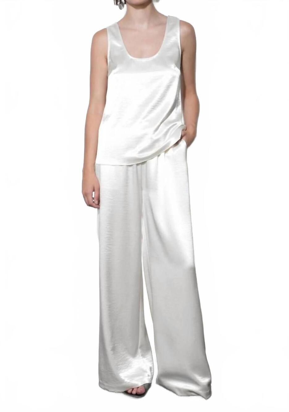 NEW GREYLIN satin wide leg pants in ivory
